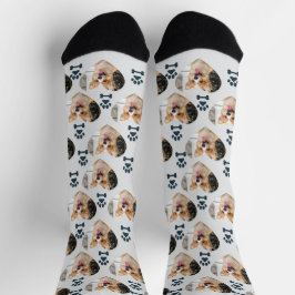 Custom Pet Photo and Paw Prints Socks Sokken