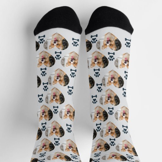 Custom Pet Photo and Paw Prints Socks Sokken (Top)