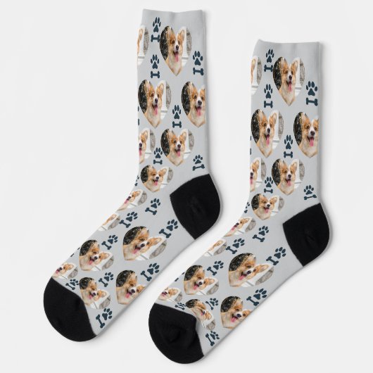 Custom Pet Photo and Paw Prints Socks Sokken (Links)