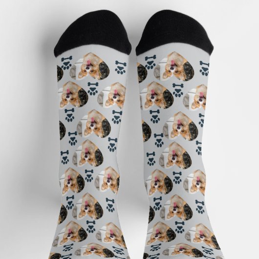 Custom Pet Photo and Paw Prints Socks Sokken (Top)