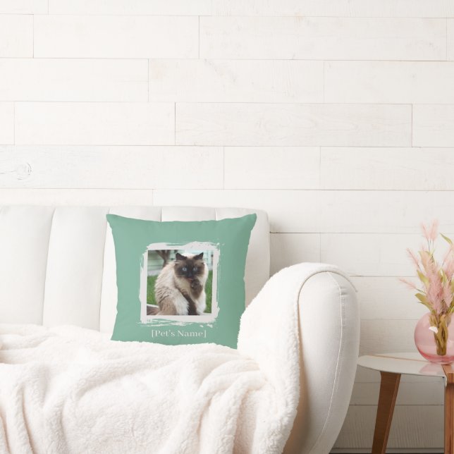 Custom Pet Photo Brushstroke Pillow | Home Décor Kussen (Bank)