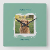 Custom Pet Photo Brushstroke Wall Clock Vierkante Klok (Voorkant)