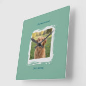 Custom Pet Photo Brushstroke Wall Clock Vierkante Klok (Hoek)