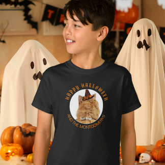 Custom Pet Photo Cat Lover Halloween Party Kinder T-shirt