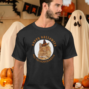 Custom Pet Photo Cat Lover Sinaasappel Zwart Hallo T-shirt