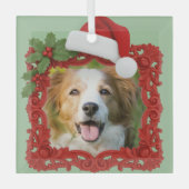 Custom Pet Photo Christmas Glass Ornament (Voorkant)
