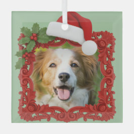 Custom Pet Photo Christmas Glass Ornament
