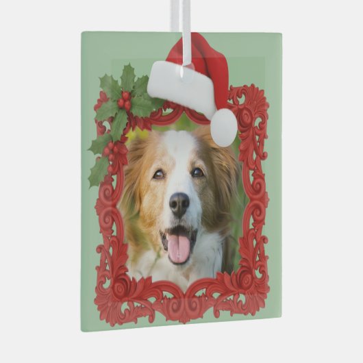 Custom Pet Photo Christmas Glass Ornament (Voorkant Rechts)