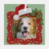Custom Pet Photo Christmas Glass Ornament (Achterkant)