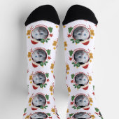 Custom Pet Photo Christmas Pattern Fun Socks Sokken (Top)
