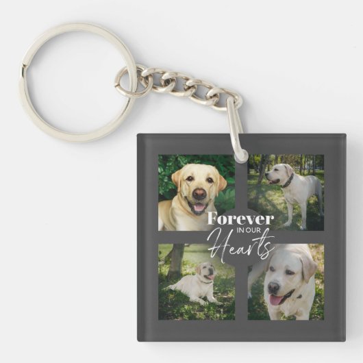 Custom Pet Photo Collage Memorial Keepslag Sleutelhanger (voorkant)
