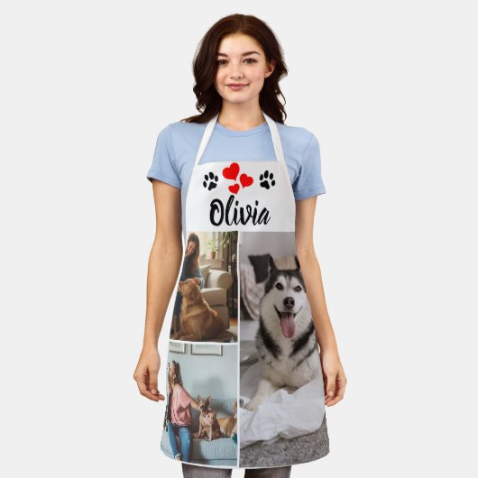 Custom Pet Photo Collage & Name Apron Schort (Gedragen)