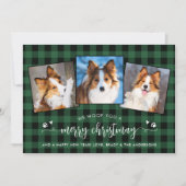 Custom Pet Photo Collage Plaid Hondenliefhebber Ke Feestdagenkaart (Voorkant)