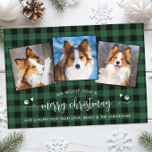 Custom Pet Photo Collage Plaid Hondenliefhebber Ke Feestdagenkaart