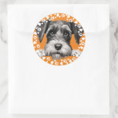 Custom Pet Photo Dog Paw Prints in Hearts Lijst Ronde Sticker (Tas)