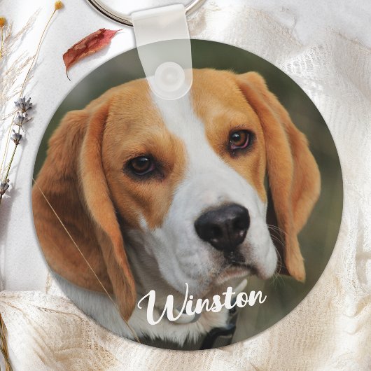 Custom Pet Photo Eenvoudig Schattige Hondenliefheb Sleutelhanger