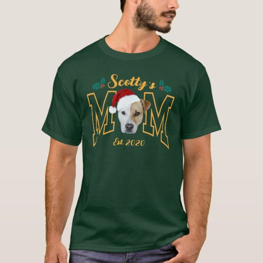 Custom Pet Photo Face with Santa Hat Christmas T-shirt (Voorkant)
