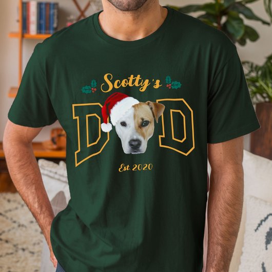 Custom Pet Photo Face with Santa Hat Christmas T-shirt
