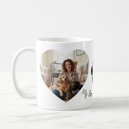 Custom Pet Photo Heart Mug Koffiemok (Links)