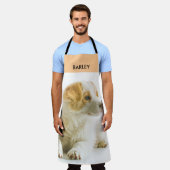 Custom Pet Photo Hond Puppy Naam Peach Keuken Schort (Gedragen)
