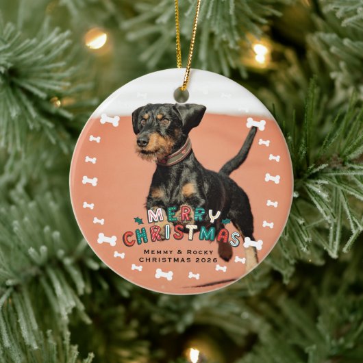 Custom Pet Photo Keramisch Ornament (Boom)