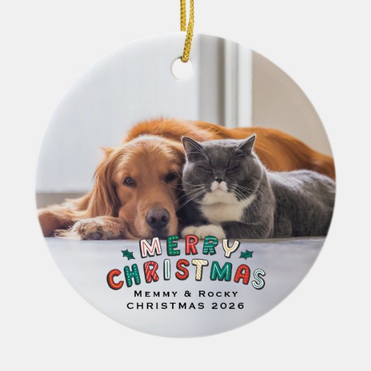Custom Pet Photo Keramisch Ornament (Voorkant)