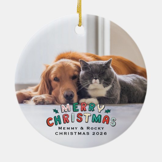 Custom Pet Photo Keramisch Ornament (Achterkant)