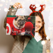 Custom Pet Photo l Schattigee hond Happy Pawholida Groot Cadeauzakje