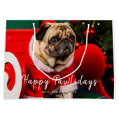 Custom Pet Photo l Schattigee hond Happy Pawholida Groot Cadeauzakje (Voorkant)