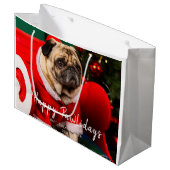 Custom Pet Photo l Schattigee hond Happy Pawholida Groot Cadeauzakje (Voorkant Gekanteld)