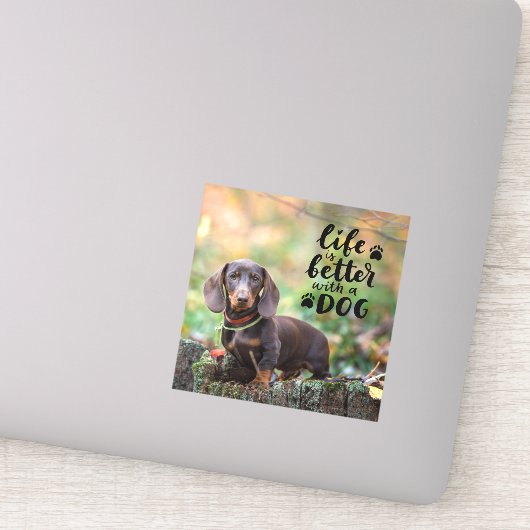 Custom Pet Photo Life is beter met een hond Sticker (Detail)