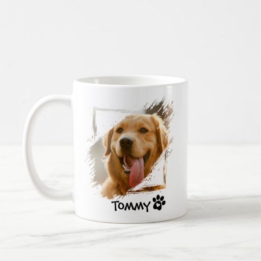 Custom Pet Photo Mok met naam en moderne typografi (Links)