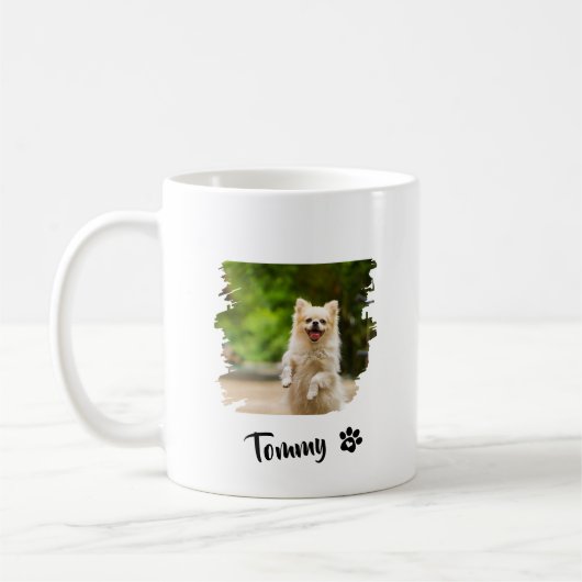Custom Pet Photo Mok met naam en moderne typografi (Links)