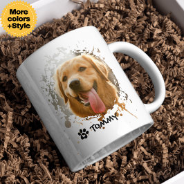 Custom Pet Photo Mok met naam en moderne typografi