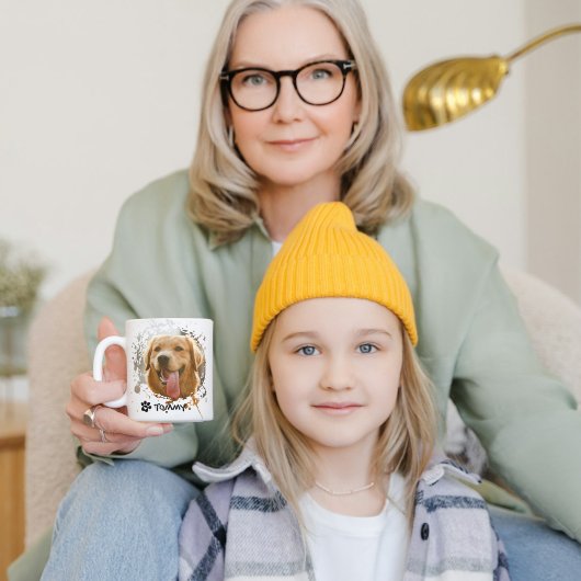 Custom Pet Photo Mok met naam en moderne typografi