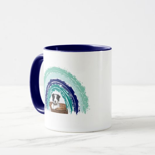 Custom Pet Photo Mok - Rainbow Dog Cat Coffee Cup (Voorkant links)