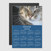Custom Pet Photo Name 2026 Calendar Blue Magnet (Voorkant / Achterkant)