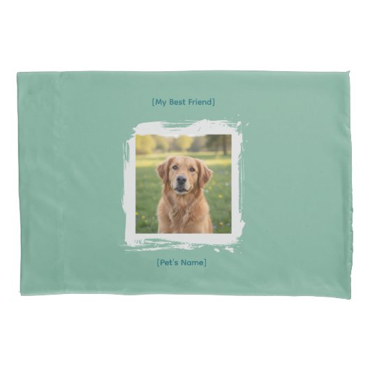 Custom Pet Photo & Name Brushstroke Bed Pillowcase Kussensloop (Voorkant)