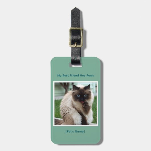 Custom Pet Photo & Name Double Sided Bagagelabel (Voorkant verticaal)