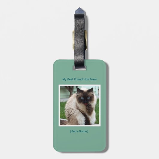 Custom Pet Photo & Name Double Sided Bagagelabel (Achterkant verticaal)