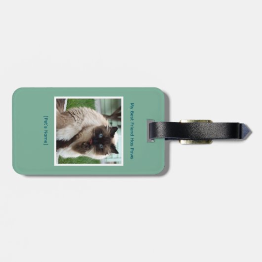 Custom Pet Photo & Name Double Sided Bagagelabel (Achterkant horizontaal)