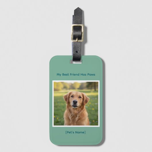 Custom Pet Photo & Name Durable Bagagelabel (Voorkant (verticaal))
