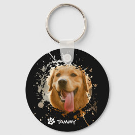 Custom Pet Photo & Name Metal Circle Keychain