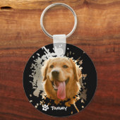 Custom Pet Photo & Name Metal Circle Keychain (Achterkant)