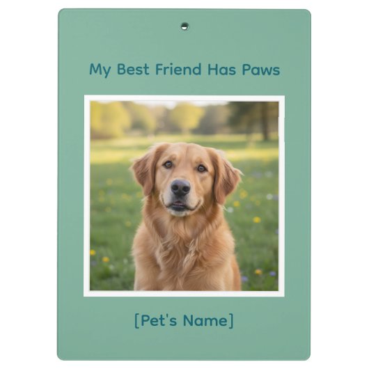 Custom Pet Photo & Name, school & work Klembord (Achterkant)