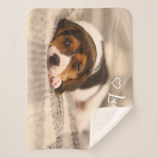Custom Pet Photo & Name Sherpa Blanket Sherpa Deken (Voorkant)
