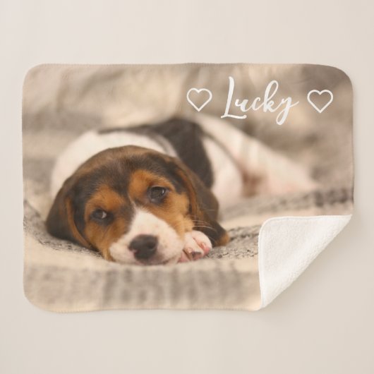 Custom Pet Photo & Name Sherpa Blanket Sherpa Deken (Voorkant (horizontaal))