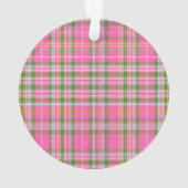 Custom Pet Photo Ornament Pink & Green Plaid Bone  (achterkant)