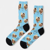 Custom Pet Photo & Paw Prints Black Socks Sokken (Links)
