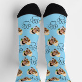 Custom Pet Photo & Paw Prints Black Socks Sokken (Top)